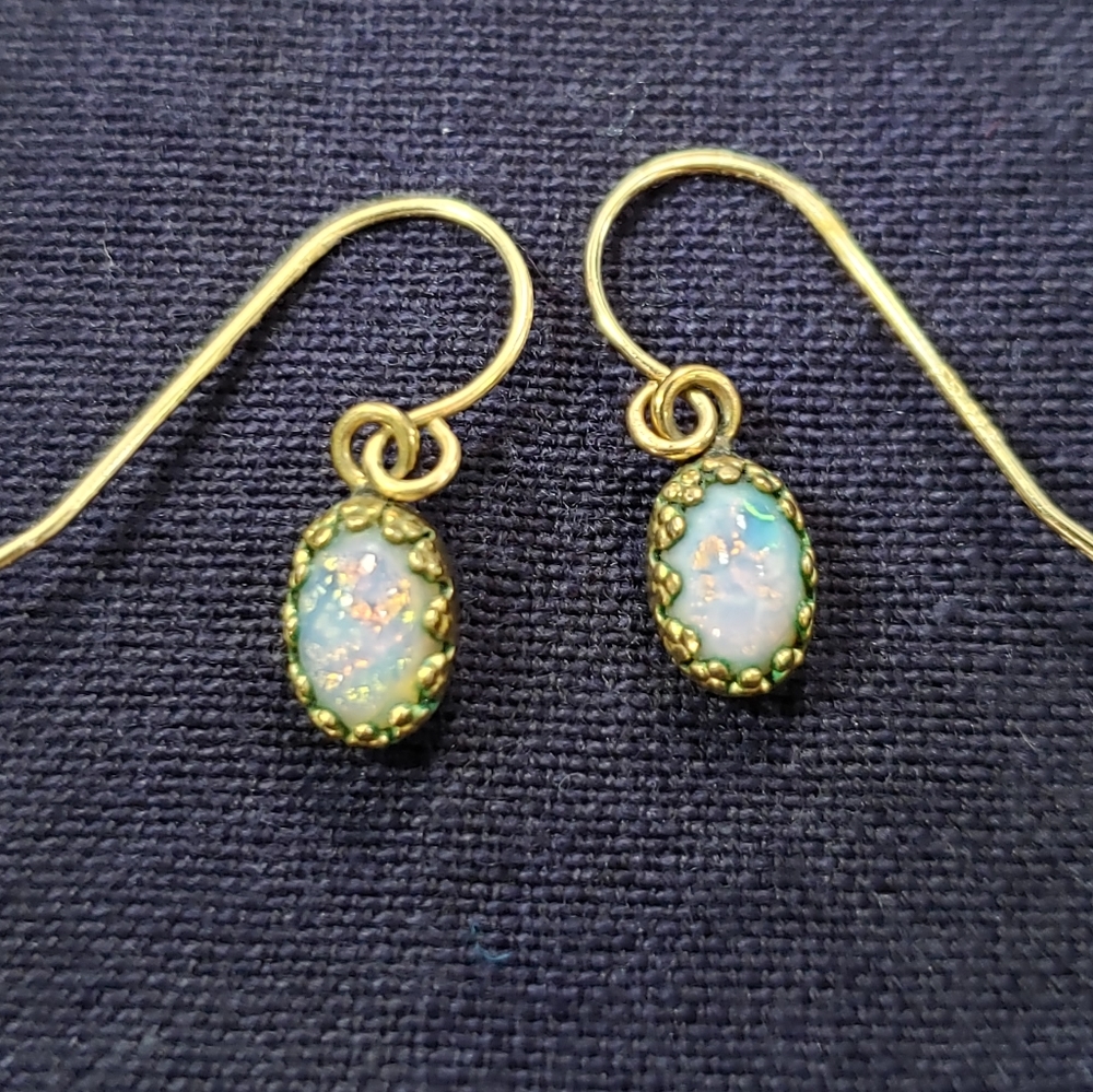 Vintage Opal 14k French Hook Earrings